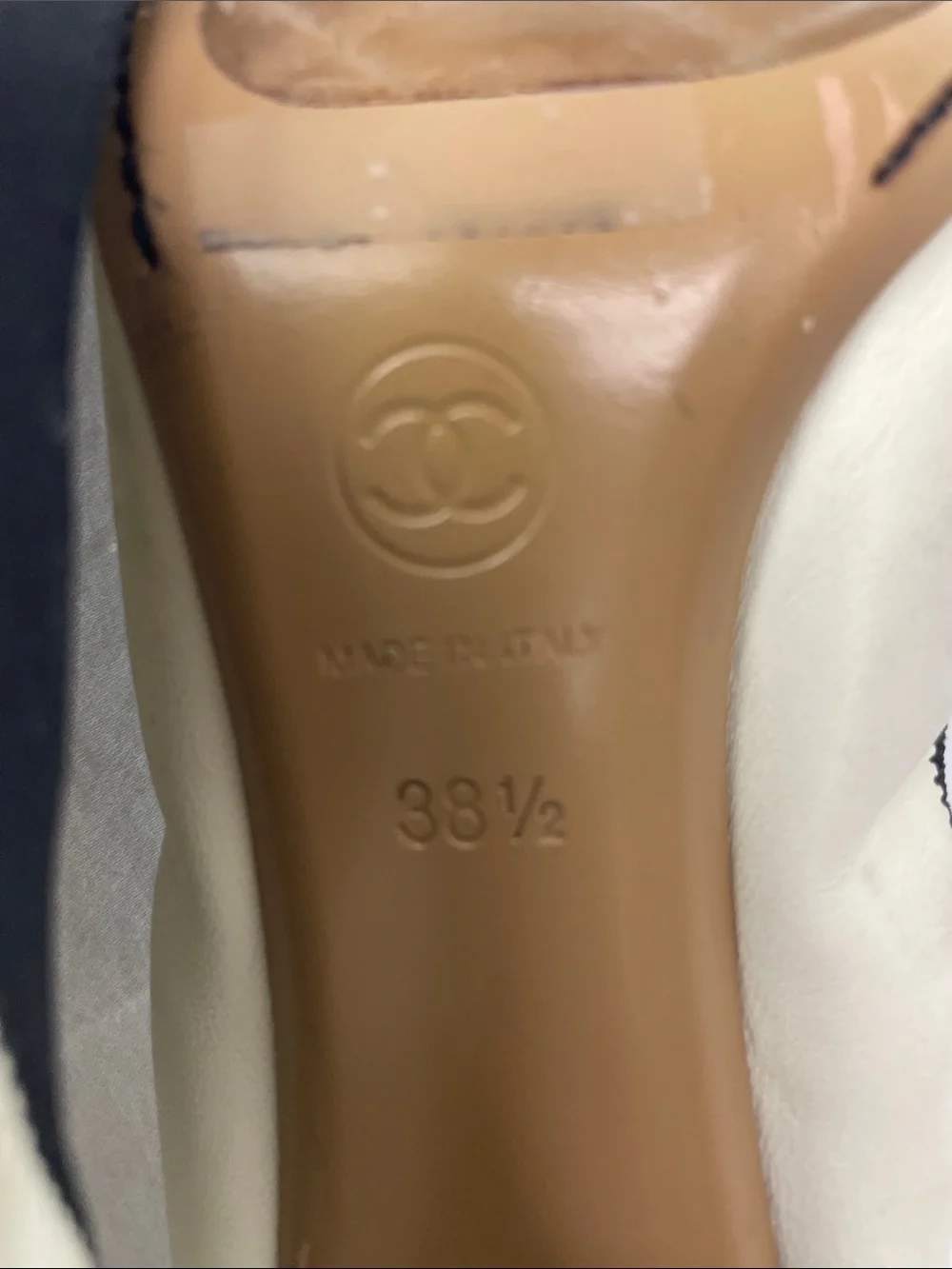 CHANEL Black & White Cap-Toe Leather Pumps